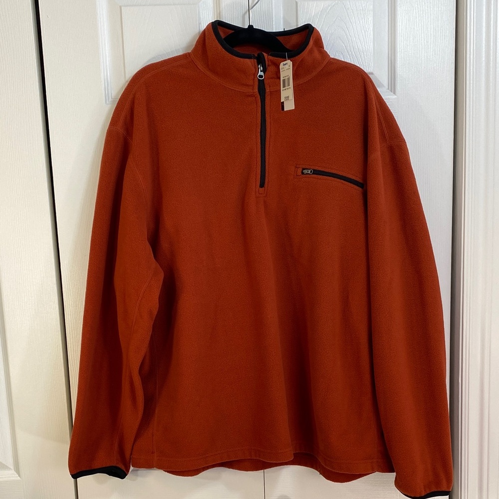 MEN’s NWT Half-Zip Fleece Pullover in Rust, XL (46)